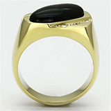 TK716 - IP Gold(Ion Plating) Stainless Steel Ring with Semi-Precious Onyx in Jet - Alamode - Flyclothing LLC