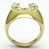TK717 - IP Gold(Ion Plating) Stainless Steel Ring with Top Grade Crystal in Clear - Alamode - Flyclothing LLC