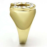 TK717 - IP Gold(Ion Plating) Stainless Steel Ring with Top Grade Crystal in Clear - Alamode - Flyclothing LLC