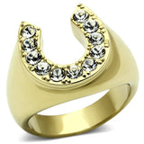 TK717 - IP Gold(Ion Plating) Stainless Steel Ring with Top Grade Crystal in Clear - Alamode - Flyclothing LLC