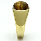 TK718 - IP Gold(Ion Plating) Stainless Steel Ring with Synthetic Tiger Eye in Topaz - Alamode - Flyclothing LLC