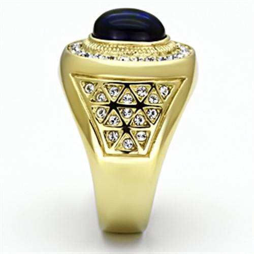 TK720 - IP Gold(Ion Plating) Stainless Steel Ring with Synthetic Synthetic Glass in Montana - Alamode - Flyclothing LLC