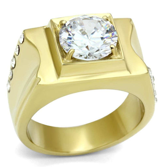 TK721 - IP Gold(Ion Plating) Stainless Steel Ring with AAA Grade CZ in Clear - Alamode - Flyclothing LLC