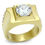 TK721 - IP Gold(Ion Plating) Stainless Steel Ring with AAA Grade CZ in Clear - Alamode - Flyclothing LLC