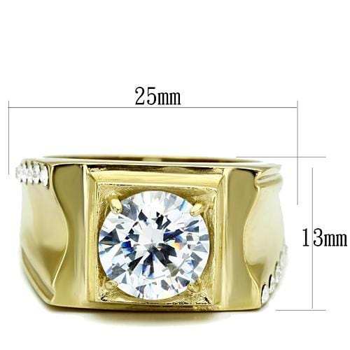 TK721 - IP Gold(Ion Plating) Stainless Steel Ring with AAA Grade CZ in Clear - Alamode - Flyclothing LLC
