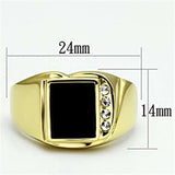 TK722 - IP Gold(Ion Plating) Stainless Steel Ring with Semi-Precious Onyx in Jet - Alamode - Flyclothing LLC
