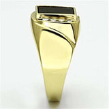 TK722 - IP Gold(Ion Plating) Stainless Steel Ring with Semi-Precious Onyx in Jet - Alamode - Flyclothing LLC