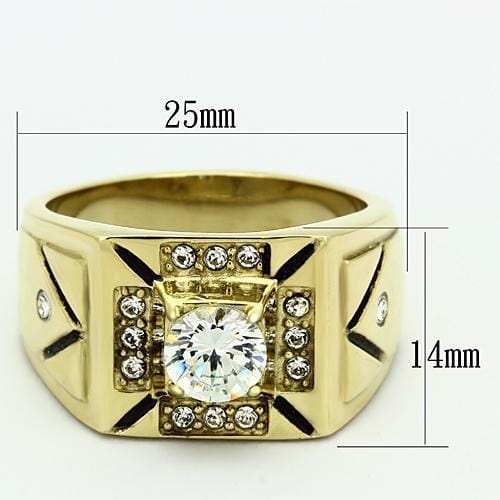 TK723 - IP Gold(Ion Plating) Stainless Steel Ring with AAA Grade CZ in Clear - Alamode - Flyclothing LLC