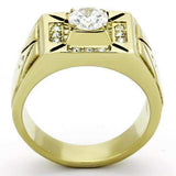 TK723 - IP Gold(Ion Plating) Stainless Steel Ring with AAA Grade CZ in Clear - Alamode - Flyclothing LLC