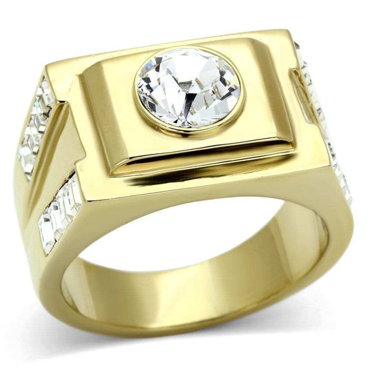 TK725 - IP Gold(Ion Plating) Stainless Steel Ring with Top Grade Crystal in Clear - Alamode - Flyclothing LLC
