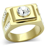 TK725 - IP Gold(Ion Plating) Stainless Steel Ring with Top Grade Crystal in Clear - Alamode - Flyclothing LLC
