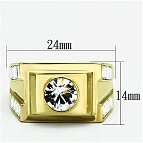 TK725 - IP Gold(Ion Plating) Stainless Steel Ring with Top Grade Crystal in Clear - Alamode - Flyclothing LLC