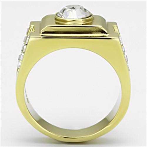 TK725 - IP Gold(Ion Plating) Stainless Steel Ring with Top Grade Crystal in Clear - Alamode - Flyclothing LLC