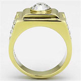 TK725 - IP Gold(Ion Plating) Stainless Steel Ring with Top Grade Crystal in Clear - Alamode - Flyclothing LLC