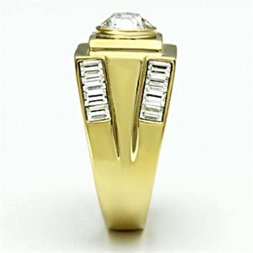 TK725 - IP Gold(Ion Plating) Stainless Steel Ring with Top Grade Crystal in Clear - Alamode - Flyclothing LLC