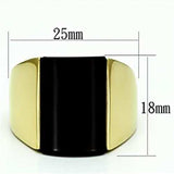 TK726 - IP Gold(Ion Plating) Stainless Steel Ring with Semi-Precious Onyx in Jet - Alamode - Flyclothing LLC