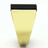 TK726 - IP Gold(Ion Plating) Stainless Steel Ring with Semi-Precious Onyx in Jet - Alamode - Flyclothing LLC
