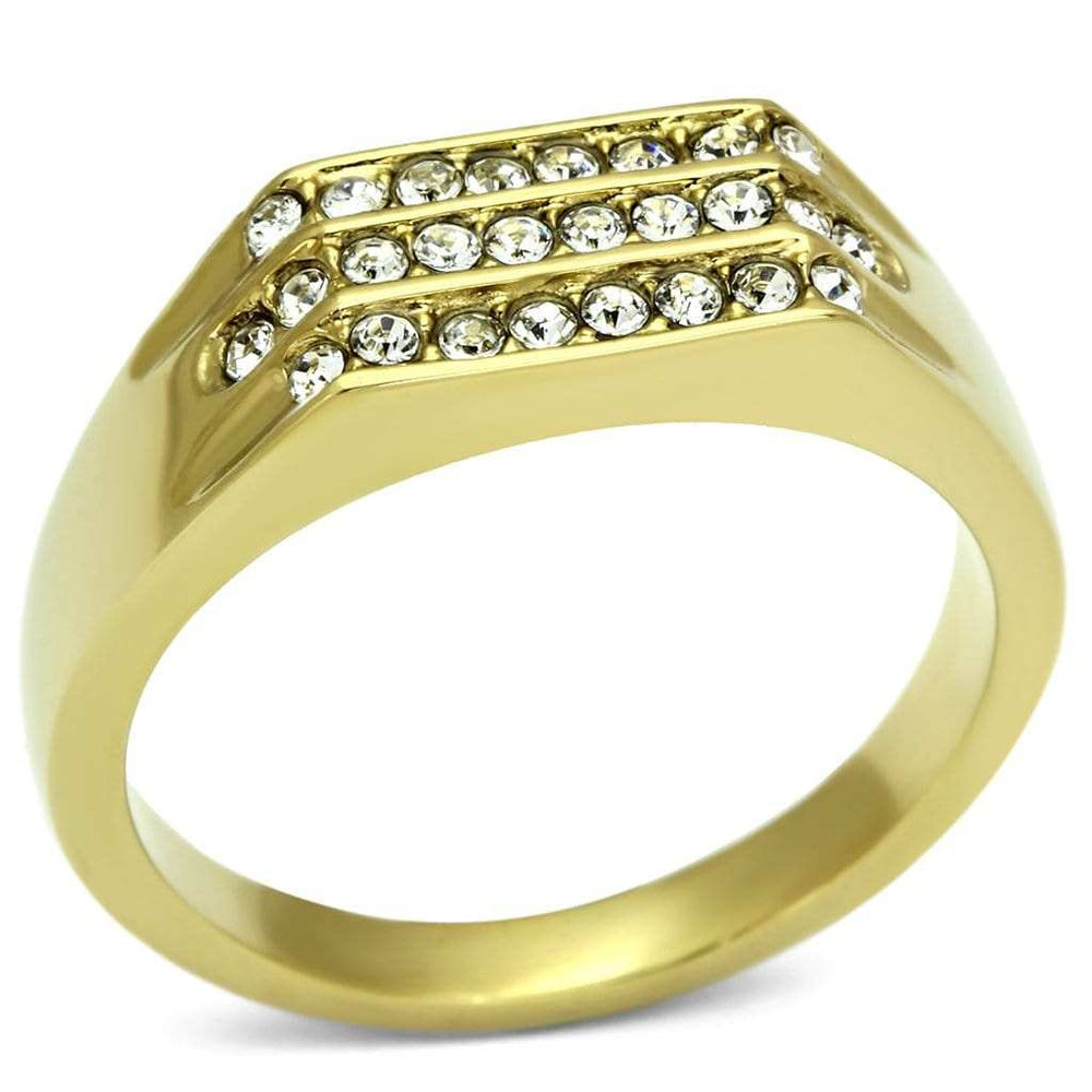 TK727 - IP Gold(Ion Plating) Stainless Steel Ring with Top Grade Crystal in Clear - Alamode - Flyclothing LLC