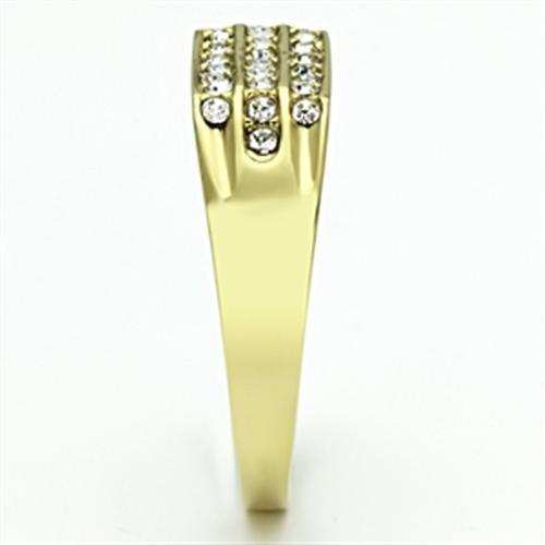 TK727 - IP Gold(Ion Plating) Stainless Steel Ring with Top Grade Crystal in Clear - Alamode - Flyclothing LLC