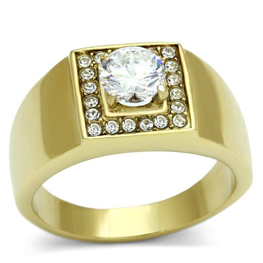 TK728 - IP Gold(Ion Plating) Stainless Steel Ring with AAA Grade CZ in Clear - Alamode - Flyclothing LLC