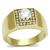 TK728 - IP Gold(Ion Plating) Stainless Steel Ring with AAA Grade CZ in Clear - Alamode - Flyclothing LLC
