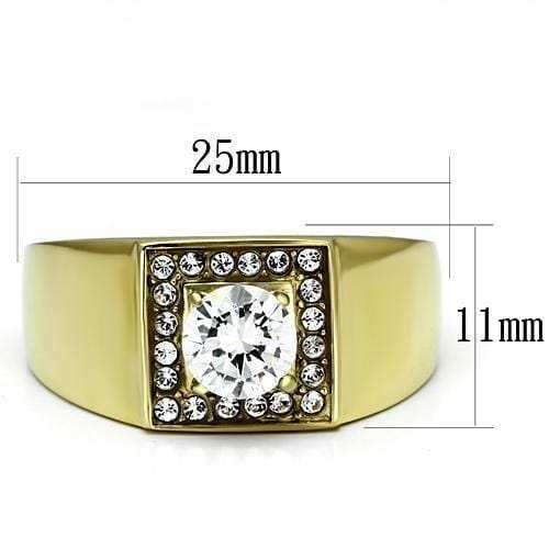 TK728 - IP Gold(Ion Plating) Stainless Steel Ring with AAA Grade CZ in Clear - Alamode - Flyclothing LLC