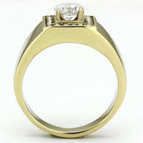 TK728 - IP Gold(Ion Plating) Stainless Steel Ring with AAA Grade CZ in Clear - Alamode - Flyclothing LLC