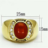 TK729 - IP Gold(Ion Plating) Stainless Steel Ring with Semi-Precious Agate in Siam - Alamode - Flyclothing LLC