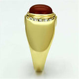 TK729 - IP Gold(Ion Plating) Stainless Steel Ring with Semi-Precious Agate in Siam - Alamode - Flyclothing LLC