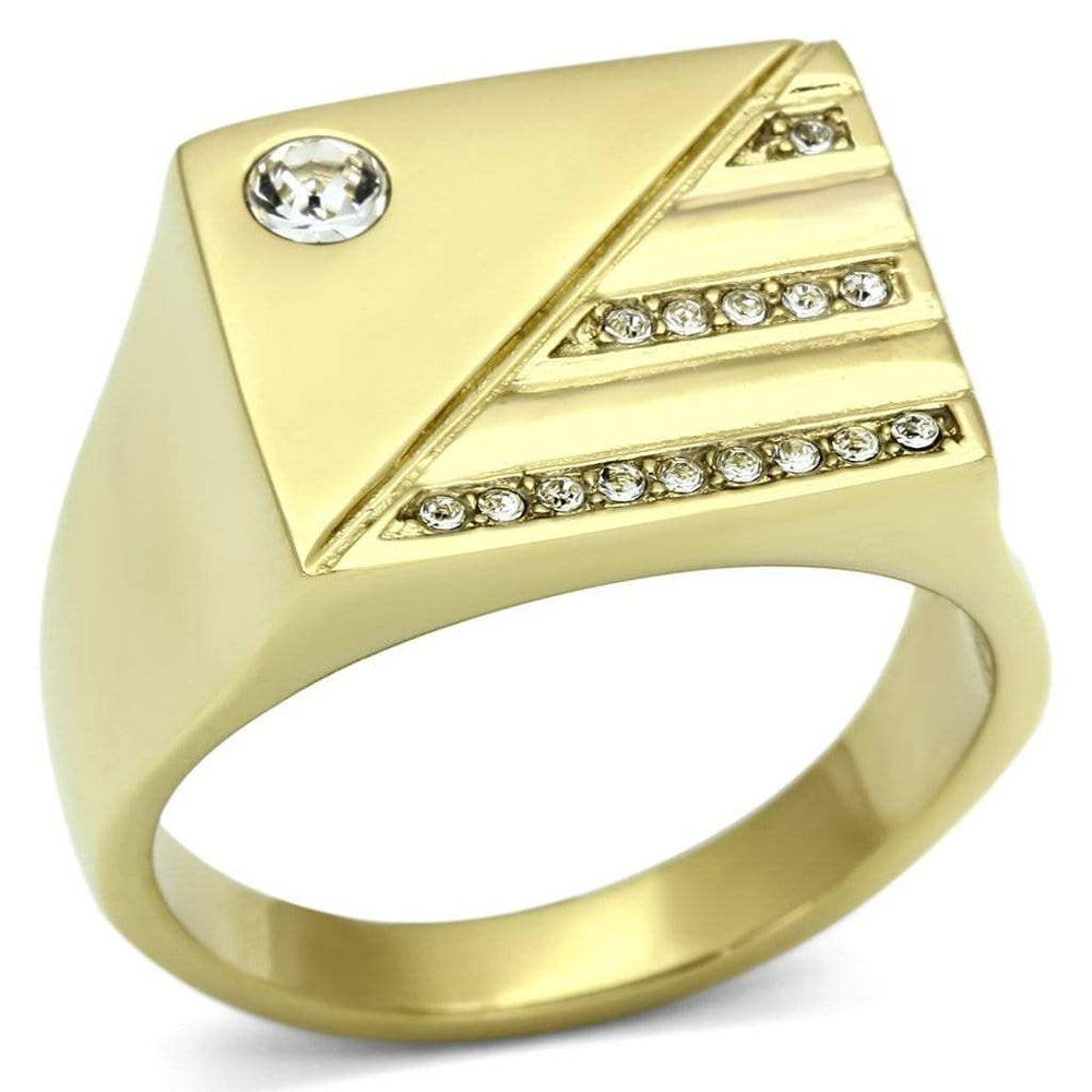 TK731 - IP Gold(Ion Plating) Stainless Steel Ring with Top Grade Crystal in Clear - Alamode - Flyclothing LLC