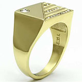 TK731 - IP Gold(Ion Plating) Stainless Steel Ring with Top Grade Crystal in Clear - Alamode - Flyclothing LLC