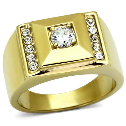 TK732 - IP Gold(Ion Plating) Stainless Steel Ring with AAA Grade CZ in Clear - Alamode - Flyclothing LLC