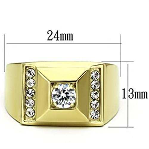 TK732 - IP Gold(Ion Plating) Stainless Steel Ring with AAA Grade CZ in Clear - Alamode - Flyclothing LLC