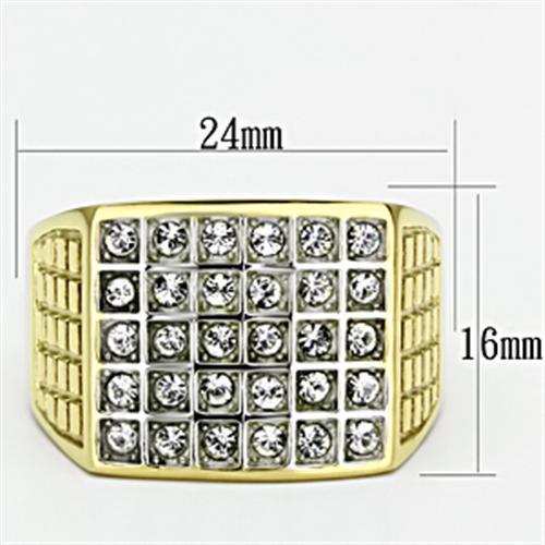 TK734 - Two-Tone IP Gold (Ion Plating) Stainless Steel Ring with Top Grade Crystal in Clear - Alamode - Flyclothing LLC