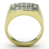 TK734 - Two-Tone IP Gold (Ion Plating) Stainless Steel Ring with Top Grade Crystal in Clear - Alamode - Flyclothing LLC