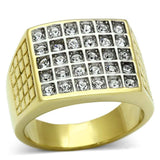 TK734 - Two-Tone IP Gold (Ion Plating) Stainless Steel Ring with Top Grade Crystal in Clear - Alamode - Flyclothing LLC