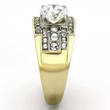 TK736 - Two-Tone IP Gold (Ion Plating) Stainless Steel Ring with AAA Grade CZ in Clear - Alamode - Flyclothing LLC