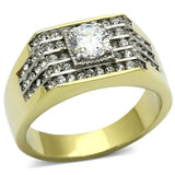 TK737 - Two-Tone IP Gold (Ion Plating) Stainless Steel Ring with AAA Grade CZ in Clear - Alamode - Flyclothing LLC