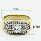 TK737 - Two-Tone IP Gold (Ion Plating) Stainless Steel Ring with AAA Grade CZ in Clear - Alamode - Flyclothing LLC