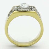 TK737 - Two-Tone IP Gold (Ion Plating) Stainless Steel Ring with AAA Grade CZ in Clear - Alamode - Flyclothing LLC