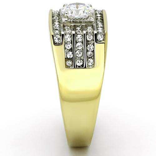 TK737 - Two-Tone IP Gold (Ion Plating) Stainless Steel Ring with AAA Grade CZ in Clear - Alamode - Flyclothing LLC