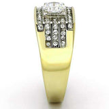 TK737 - Two-Tone IP Gold (Ion Plating) Stainless Steel Ring with AAA Grade CZ in Clear - Alamode - Flyclothing LLC