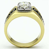 TK739 - Two-Tone IP Gold (Ion Plating) Stainless Steel Ring with AAA Grade CZ in Clear - Alamode - Flyclothing LLC