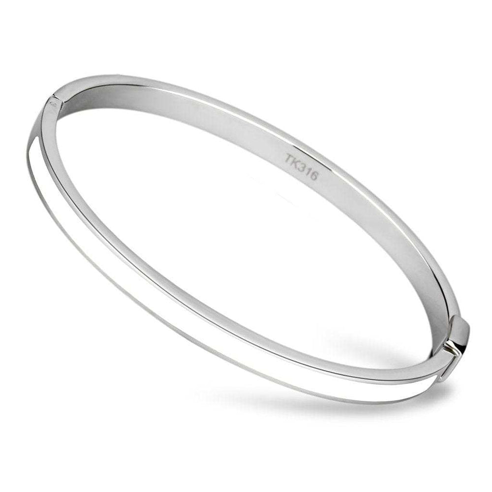 TK740 - High polished (no plating) Stainless Steel Bangle with Epoxy in White - Alamode - Flyclothing LLC