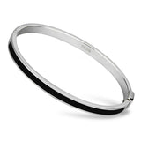 TK741 - High polished (no plating) Stainless Steel Bangle with Epoxy in Jet - Alamode - Flyclothing LLC