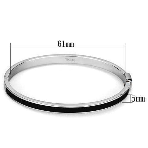 TK741 - High polished (no plating) Stainless Steel Bangle with Epoxy in Jet - Alamode - Flyclothing LLC