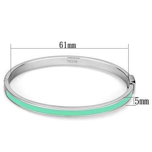 TK743 - High polished (no plating) Stainless Steel Bangle with Epoxy in Turquoise - Alamode - Flyclothing LLC