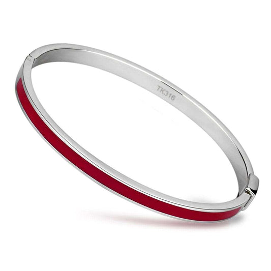 TK744 - High polished (no plating) Stainless Steel Bangle with Epoxy in Siam - Alamode - Flyclothing LLC