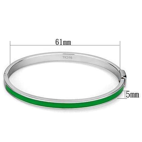 TK745 - High polished (no plating) Stainless Steel Bangle with Epoxy in Emerald - Alamode - Flyclothing LLC