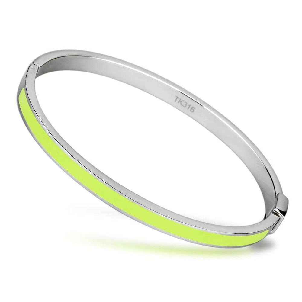 TK746 - High polished (no plating) Stainless Steel Bangle with Epoxy in Apple Green color - Alamode - Flyclothing LLC